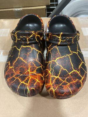 Famous Brand Bistro Graphic Clog Black/Red Lava Mens 4 Womens 6 Slip Resistant