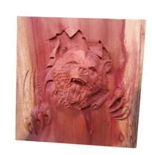 Wood carved Bear with claws sculpture wall décor art plaque 100% natural gift
