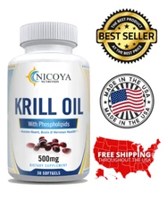 Antarctic Krill Oil 500 mg, 30 Softgels | Omega-3 EPA, DHA, with Astaxanthin