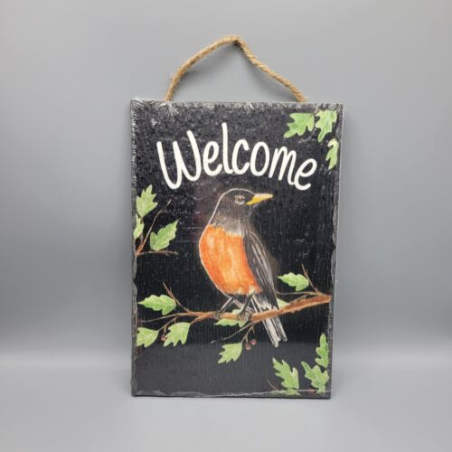 Myword! "Robin Welcome" Slate Impressions 8"x11.25" NWT - Picture 1 of 2