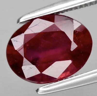 1,69ct 8x6mm oval lila rot Rubin Edelstein (beheizte Glasfüllung)