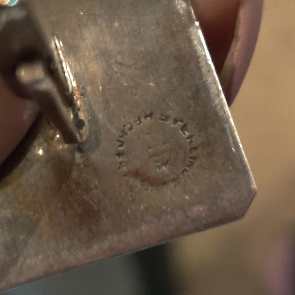 Gemelos únicos vintage Taxco plata mexicana 925 abulón esmalte cuadrado 4,6 g Foto 2 de 3