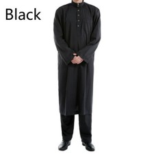Men Muslim Robe Pants Saudi Style Islamic Kaftan Arab Clothing Dishdasha Long