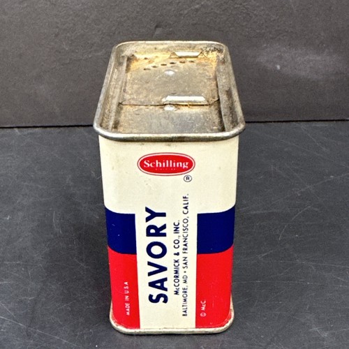 Menge 2 Vintage Schilling McCormick leere Dosen herzhafte Minze Flocken Dekor Bauernhof - Bild 6 von 13