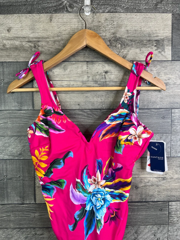 Fantasie Swimsuit Size 32DD Pink Floral Halkidiki Plunge Swimming Costume One Pc - Image 4 of 4