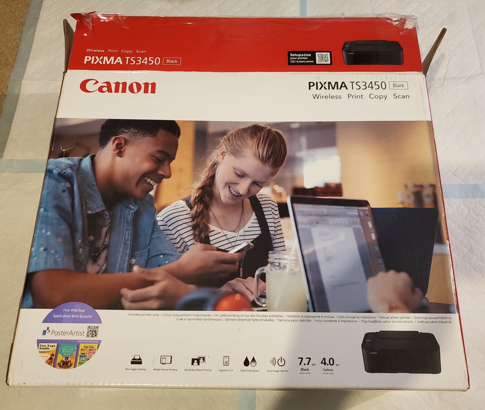 Canon PIXMA TS3450 Multifunction Inkjet Printer Black LOOKING NEW