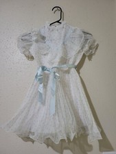 Vintage Merry Girl Sheer White Floral Dots Twirl Party Dress Size 6