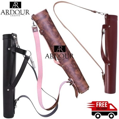Archery Back Arrow Quiver Genuine Leather Traditional Back Quiver Arrows Holder