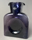 Blenko Glass Double Spout #384 Bottle Pitcher deep Amethyst Purple etched 2005