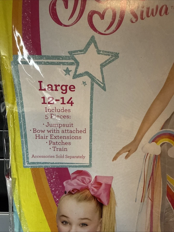 Jojo Siwa Halloween Disfraz Mono 5 Piezas Nuevo Nickelodeon Talla Grande Foto 2 de 4