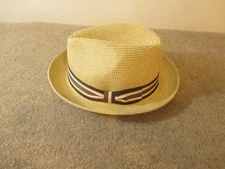Bailey Of Hollywood Hat Fedora Fitted Mens XX-Large Tan Straw Striped Band