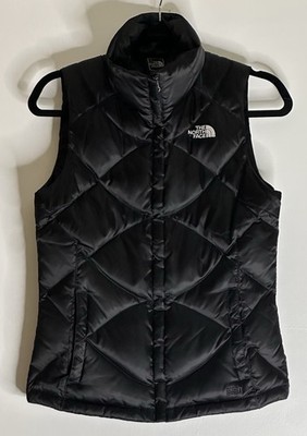 North Face 550 Down Vest Women s Black Quilted Insulated Full Zip Jacket XS