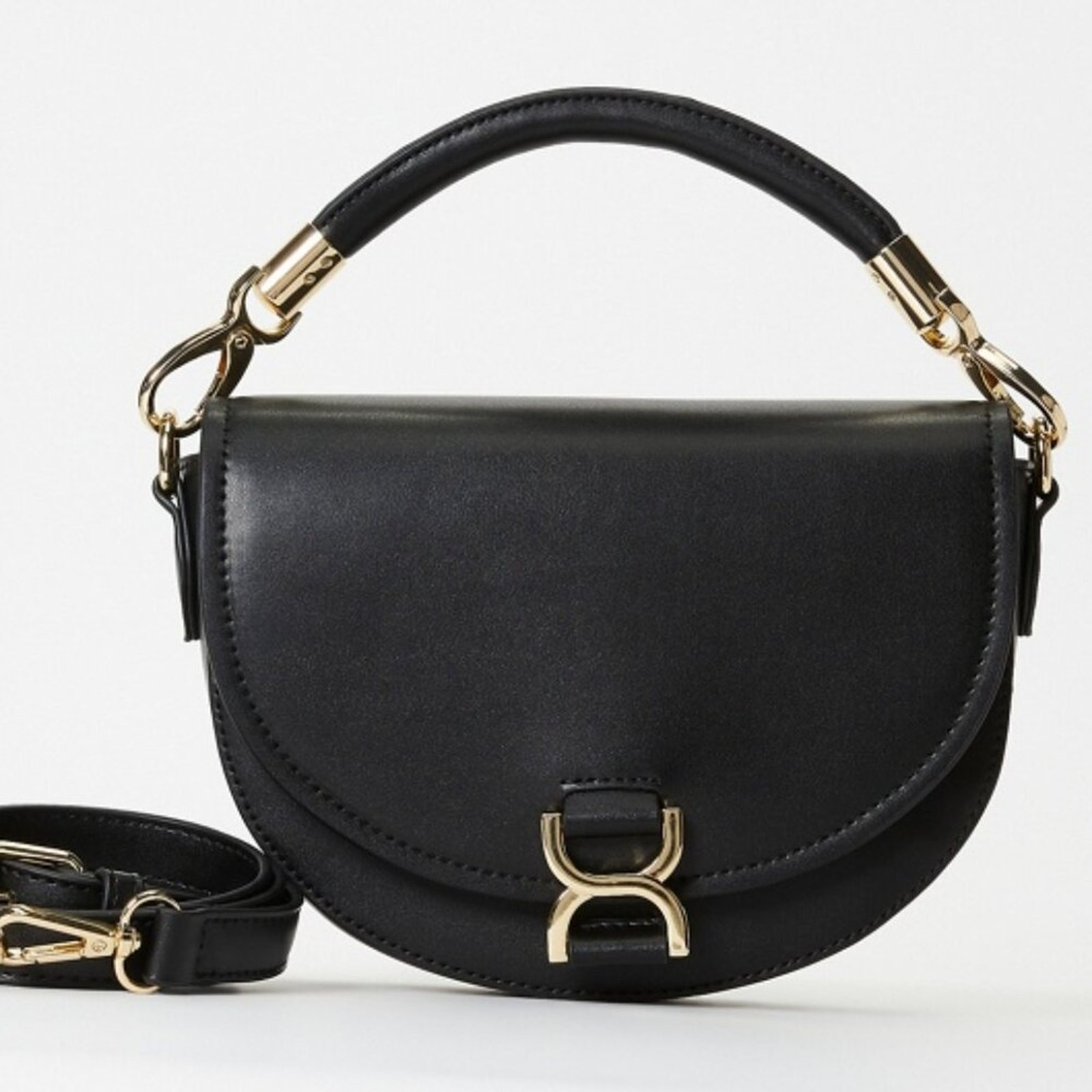 JustFab Saddle Bag With Hardware, OS - Black/Gold