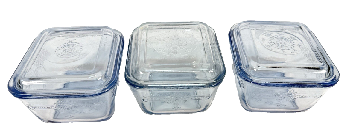 保存容器・ケース 167 Fire King Phelbee Small Ref with Lid Vintage Fire King Sapphire Blue Philbe Refrigerator Dish Set of 3