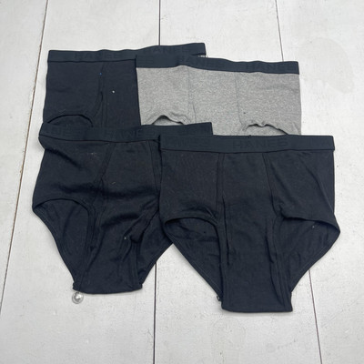 Hanes Black & Gray 4 Pack Most Comfortable Briefs Mens Size Large