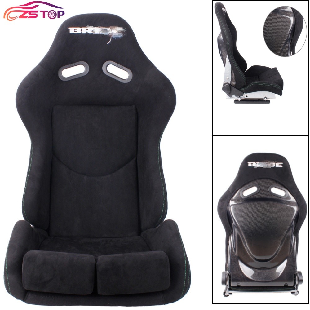 1 x BRI** Seat Low Max Black Suede Racing Seat+100% Carbon Fiber Shell+ Slider