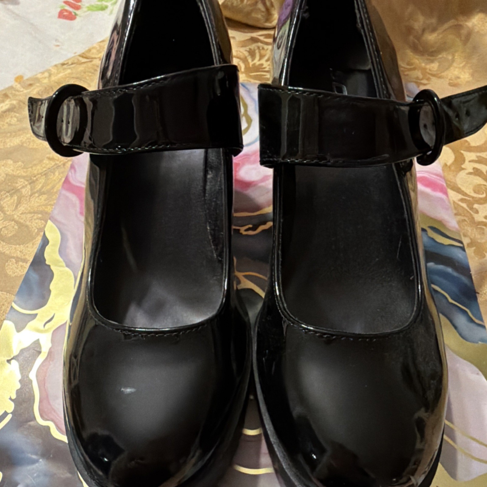SODA Black Mary Jane Block Heel Shoes Straps Buckle Round Toe Size 10