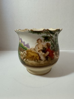 Vintage Romantic Ardalt/Japan Hand Painted Porcelain Vase Scalloped Gold #7325