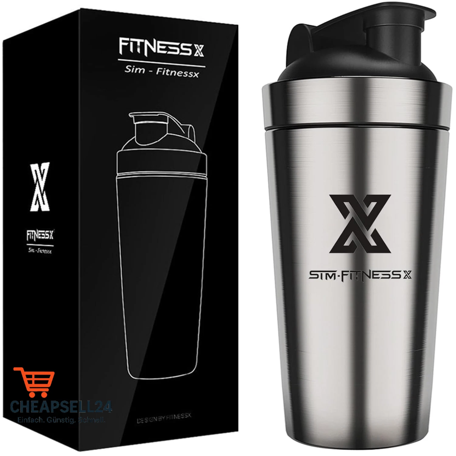 Edelstahl Shaker 700ml Sporty Fitness Yoga Gym