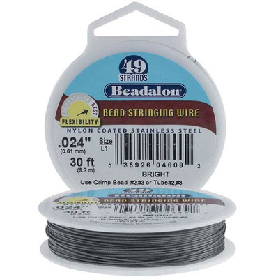 Beadalon 49 Strand .024 Nylon Coated Stainless Steel Beading Wire,  30 ft.