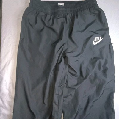 Vtg Nike Black Ankle Snap Packable Track Pants L Windbreaker Gray Tag