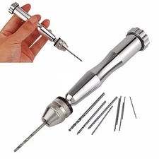 Silver Mini Hand Drill Pin Vise Hand Push Watch Clock Supplies Accessories