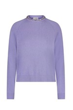 Minnie Rose Women's Cotton Cashmere Jewel Neck Sweater Lilac Frost