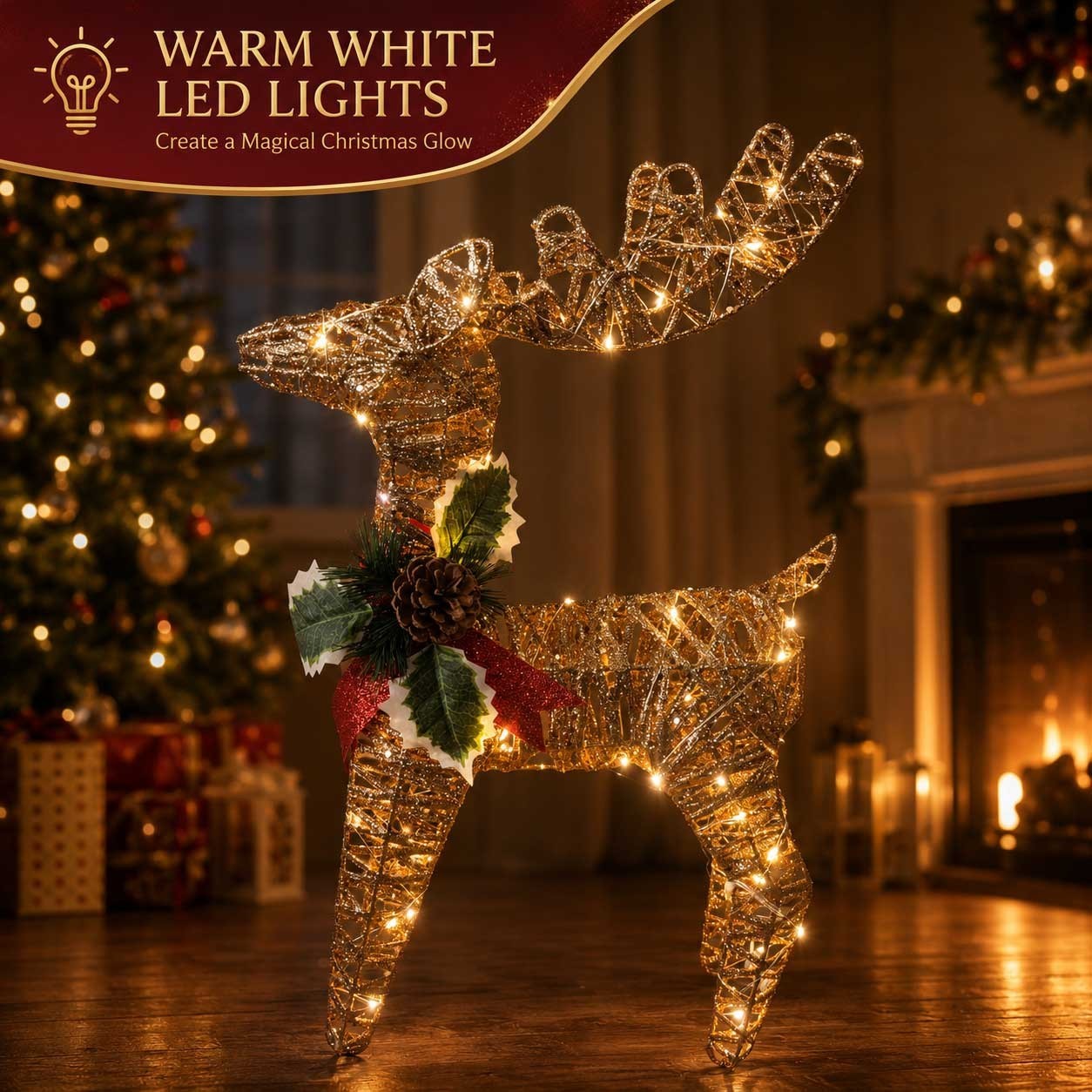 LED Christmas Reindeer Lights Outdoor Garden Yard Xmas Decoration Light Up Deer — image 5