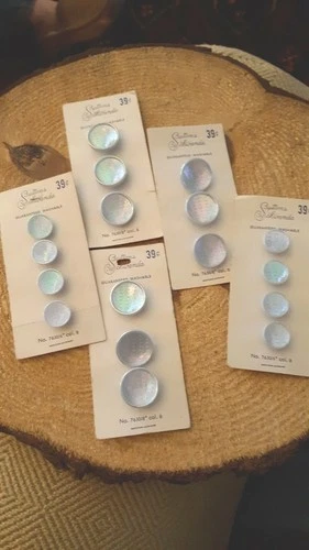 Buttons BY Schwanda Iridescent Blue Buttons On 5 Cards WEST GERMANY Old Stock