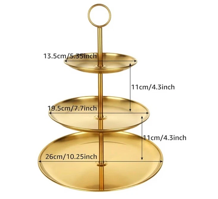 ABuff Soporte para Cupcakes Dorado de 3 Niveles Paquete de 2 Acero Inoxidable Dorado Niveles Desierto Stan Foto 2 de 4