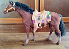 Großes beflocktes Pferd Barbie Größe mit Sattel Zubehör gebraucht Vintage