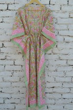 Jaipur Block Print Long Kaftan 100%Cotton Dress 100% TARRIF FREE✅0% CHARGE KF-85