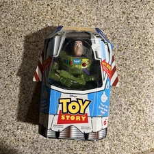 Vintage Buzz Lightyear NIP Rocket Box 1998 1st Generation Toy Story Mattel NM