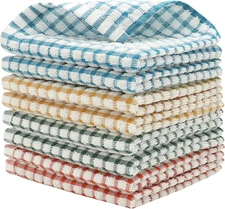 Cotton Terry Dish Cloths 8 Pack Soft Absorbent Cleaning Rags 11.8"x11.8"