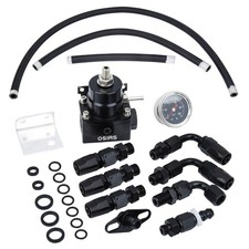 Einstellbarer Kraftstoffdruckregler KIT + 160psi Guage AN 6 Fitting Schwarz