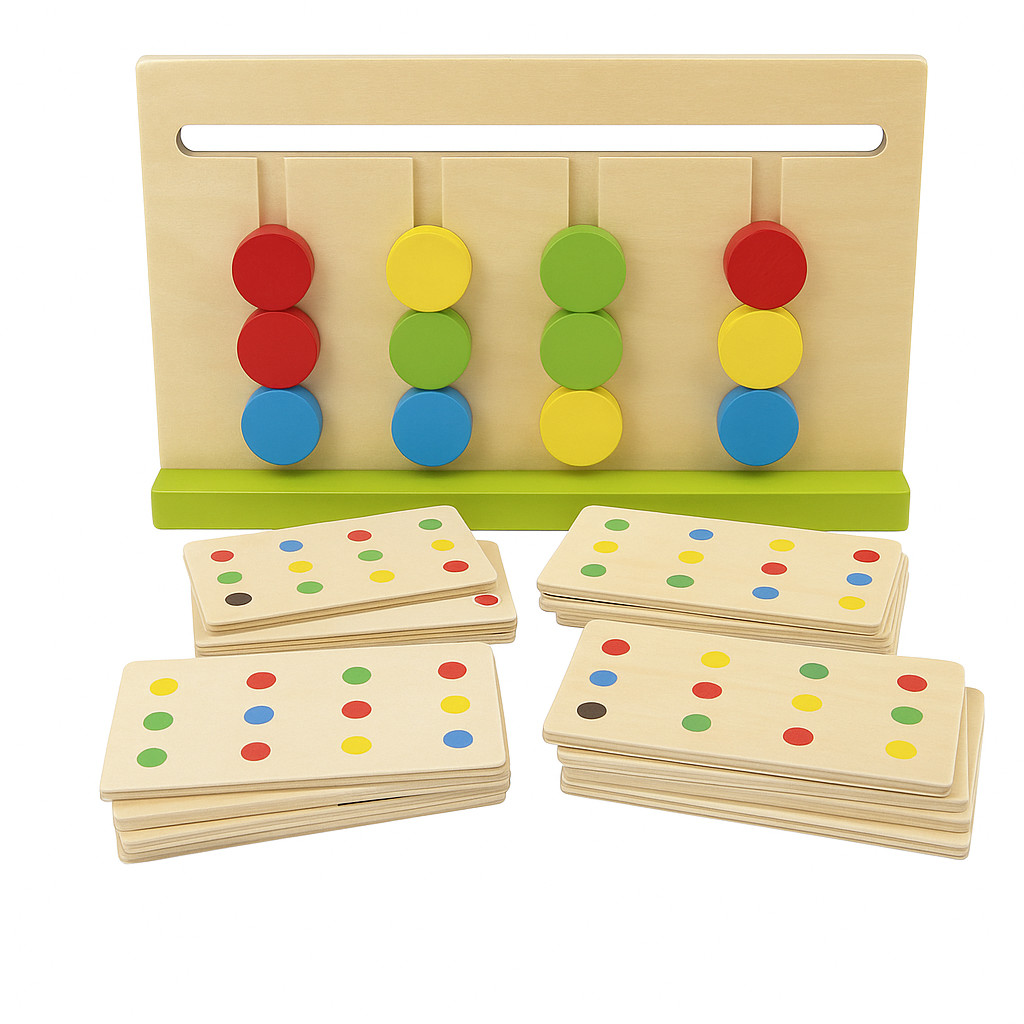 Montessori Colour Matching Puzzle Wooden Logic Board Pattern Cards Toddler Toy