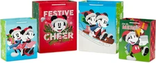 Hallmark Mickey and Minnie Christmas Gift Bags in Assorted Sizes (4 Bags: 2 Medi