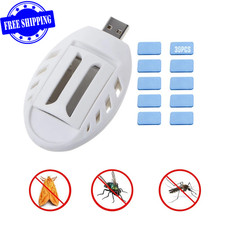 USB Mosquito Repellent Fly Zapper Plug In Insect Killer & 30 Repellent Tablets