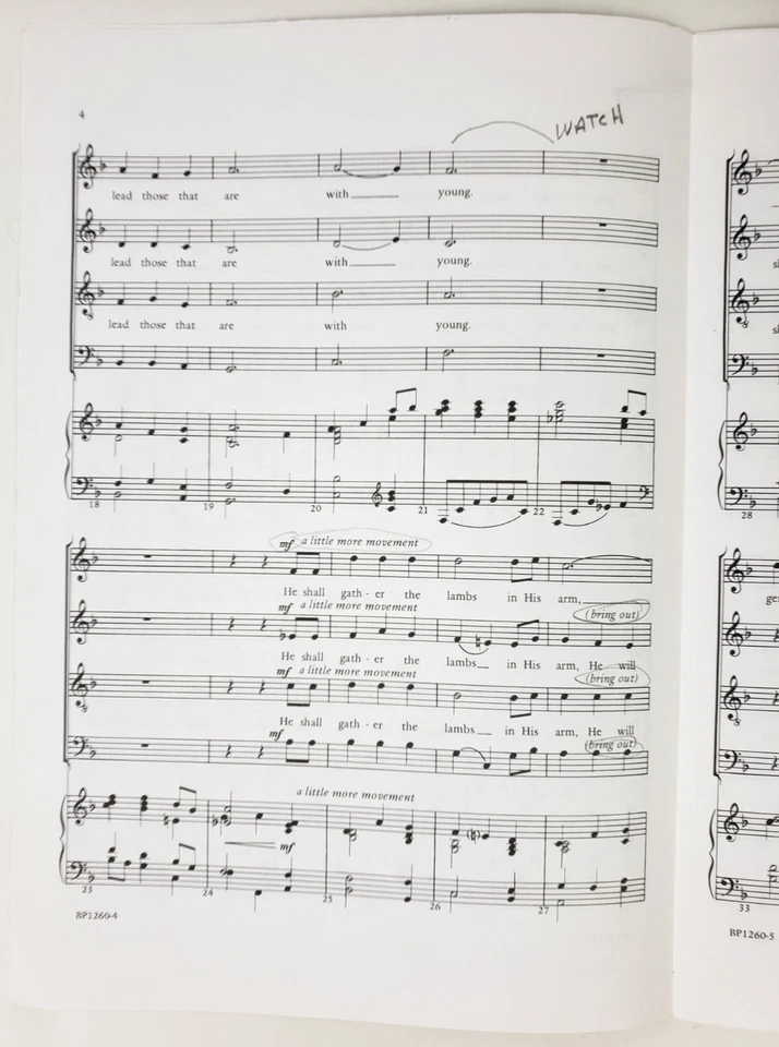 He Shall Feed His Flock 约翰·尼斯·贝克合唱乐谱 SATB 键盘 1986 — 第 3/4 张图片