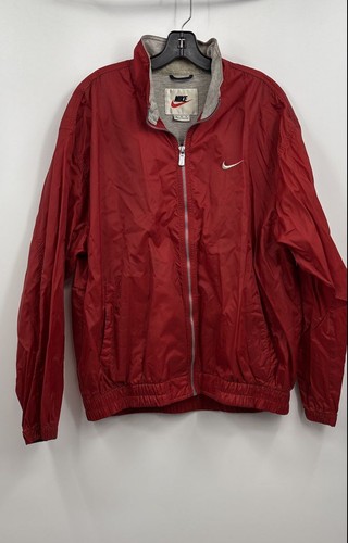 Nike Men's Red Long Sleeve Full-Zip Pockets Windbreaker Jacket Size Large
