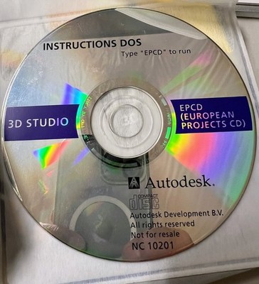 Autodesk 3D Studio EPCD European Projects CD Vintage DOS Demo Disc Not for Sale