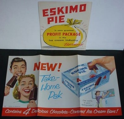 Eskimo Pie Ice Cream Store Window Sign 1950s Vintage PLUS