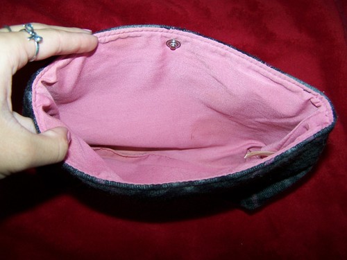 Bolso clutch Victoria's Secret de jardín a cuadros gris negro rosa con hebilla de cinturón OS - Imagen 2 de 3