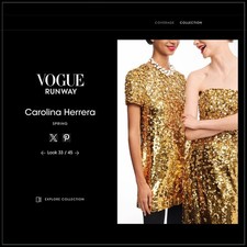 $6490 Carolina Herrera Chalet Capsule Gold & Silver Crystal Sequin Runway Dress