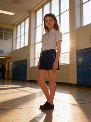 Lands' End 3 School Uniform Girls Shorts Flat Front Adjustable Waistband Sz 10