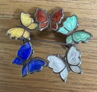Vtg Meka Denmark Sterling Silver Multi Color Butterfly Wreath Ring Brooch Pin