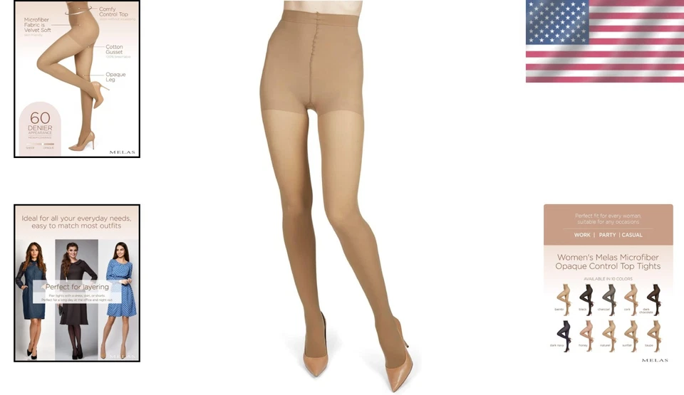 Paquete de 6 mallas superiores de control opaco, microfibra de terciopelo suave, tallas XS-Q2 disponibles Foto 2 de 4