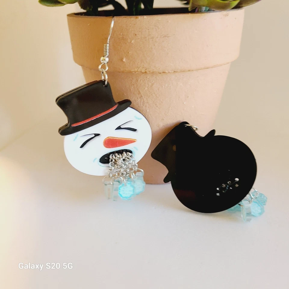 Lindos Pendientes Cara Muñeco de Nieve Colgante Araña Copo de Nieve Dije Invierno Vacaciones Regalo Foto 4 de 4