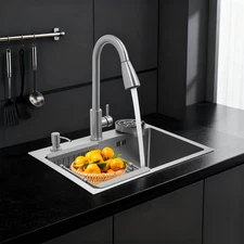 Kitchen Sink Single Bowl Sink Stainless Steel Multifunctional Sink with Faucet