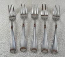 Sienna Dinner Fork Lot of 5 Cuisinart Glossy Stainless Flatware China